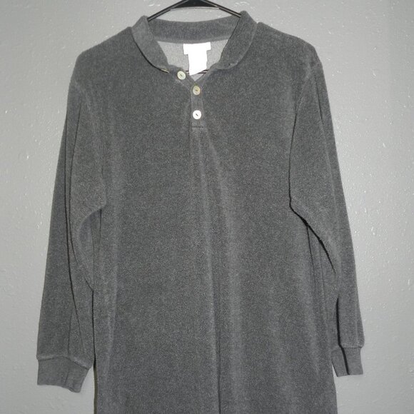 Soft Surroundings Tops - Soft Surroundings Womens Dark Grey Mid Button Fleece Pullover Sweater Size PM